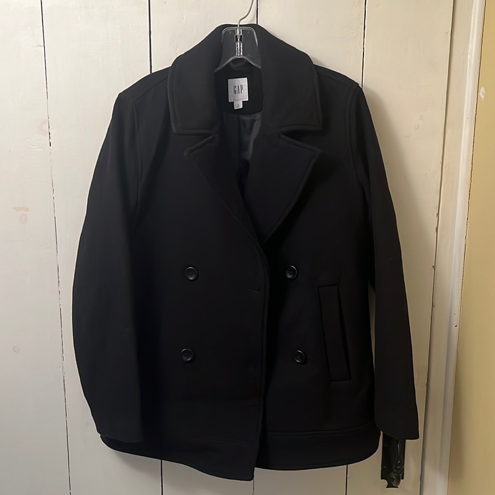 Gap Black Pea Coat, Size Small